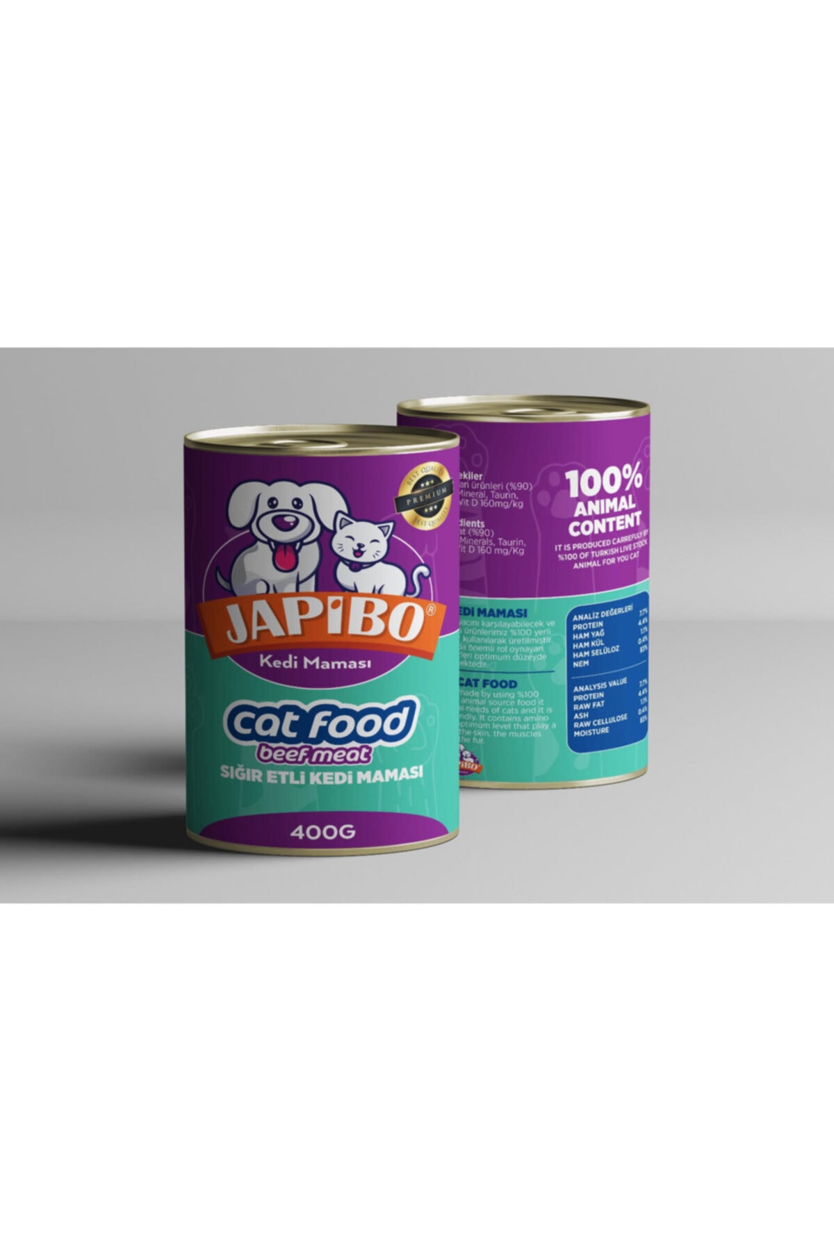 JAPİBO Tahılsız Sığır Etli Kedi Maması Konserve Yetişkin 400gr