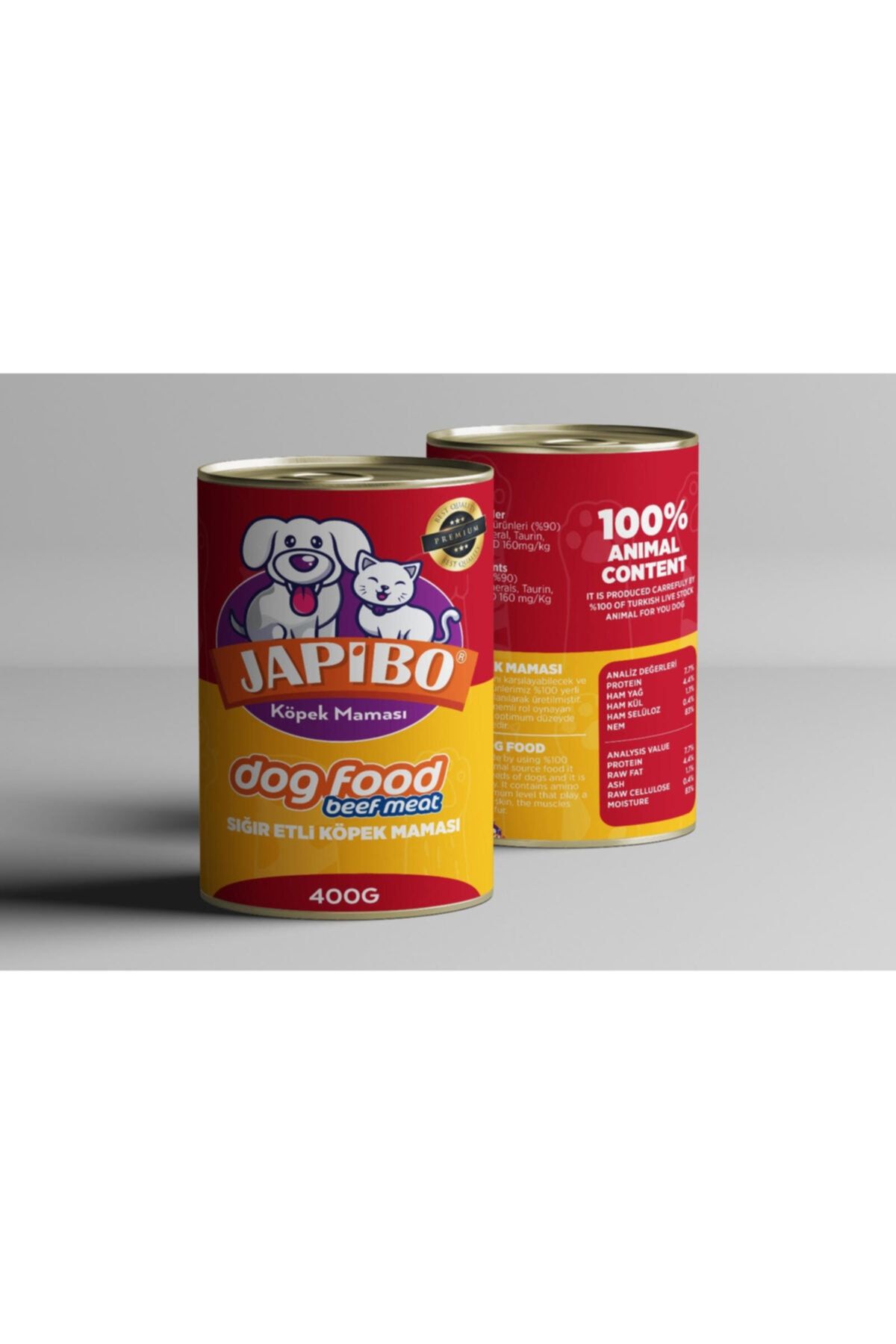 JAPİBO 24,lü Sığır Etli Köpek Maması Konserve 24x400gr