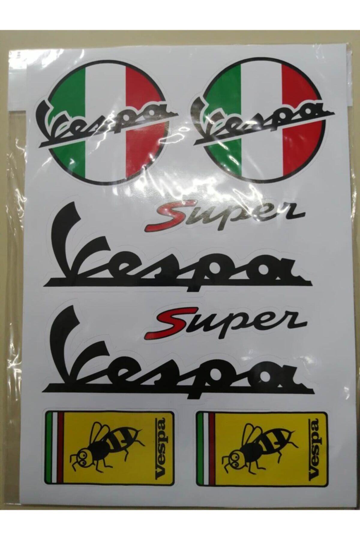 motoçarşım Motosiklet A4 Sticer Set Vespa Logolu