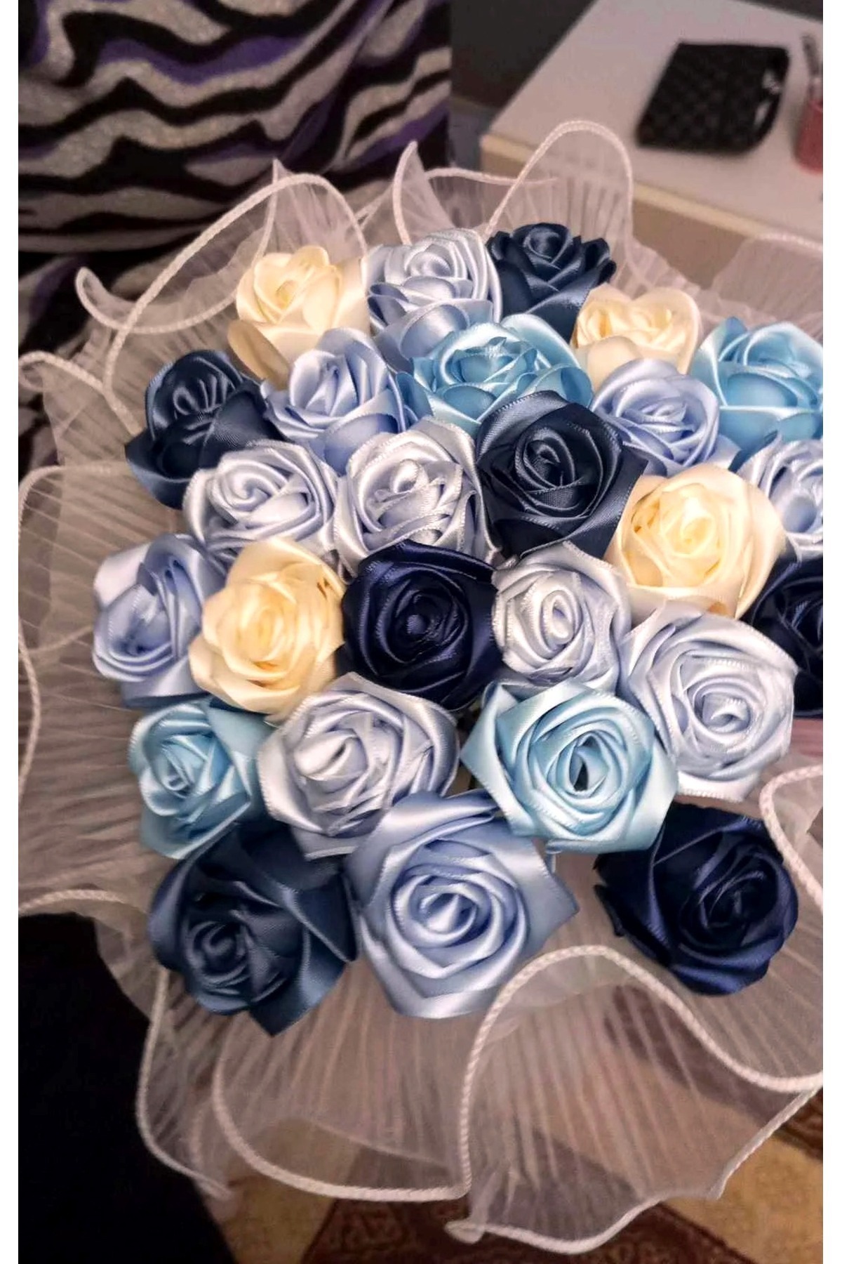 روبان ساتن سبز 4 سانتی متری 10 متر یک توپ ، روبان گل دسته گل رز بدون گل