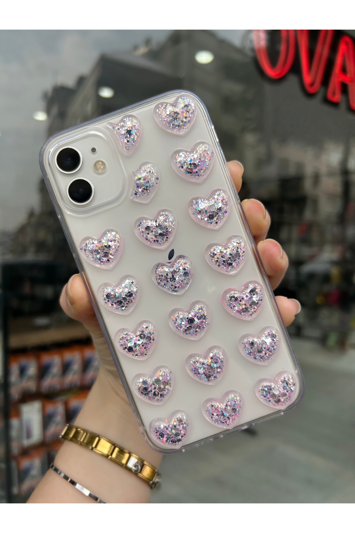 قاب سیلیکونی شفاف با قلب برجسته سه بعدی سازگار با آیفون 11