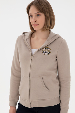 Kadın Taş Şardonlu Kapüşonlu Sweatshirt 50296338-VR049 Image 2