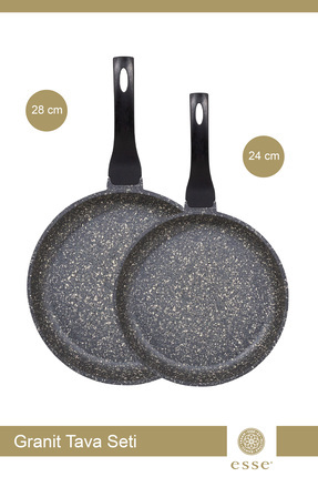 Granit Döküm Gri 24 Cm 28 Cm Tava Seti Image 0
