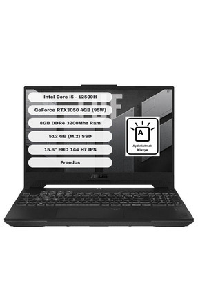 TUF Gaming F15 FX507ZC4-HN081 Intel Core i5 12500H 8GB 512GB SSD RTX3050 Freedos 15.6