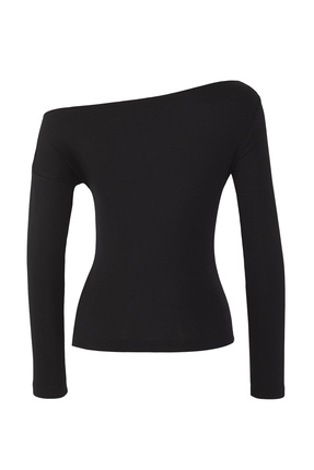 Siyah Düz Premium Yumuşak Kumaşlı Fitted/Vücuda Oturan Kayık Yaka Örme Bluz TWOAW24BZ00227 Image 7