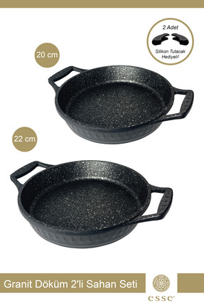 Granit Döküm 2'li Sahan Tava Seti Siyah 20 Cm / 22 Cm E0072 Image 0
