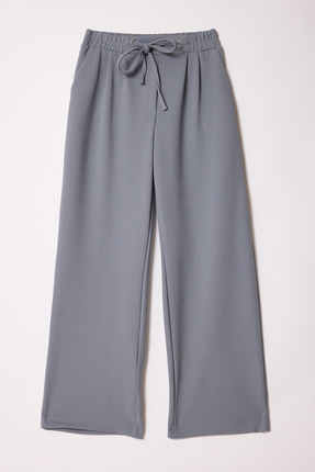 Gri Kemerli Straigth/Düz Kesim Örme Pantolon TEDSS25PL00003 Image 0