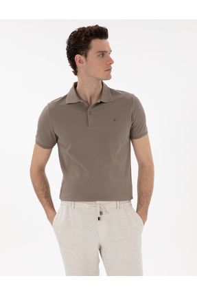 Koyu Vizon Slim Fit %100 Pamuk Polo Yaka Basic Tişört 50306448-vr241