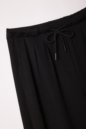 Siyah Wide Leg/Geniş Kesim Lastikli Yüksek Bel Örme Pantolon TEDSS25PL00001 Image 1