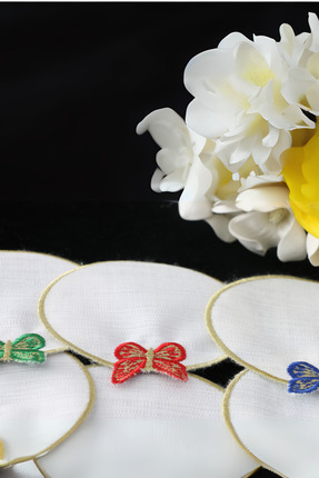 6 Renk Kelebek Desenli Linen Keten Kahve Yanı Kokteyl Sunum Peçetesi Image 2