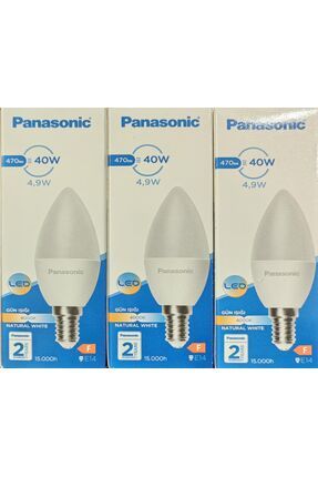 E14 İNCE DUYLU MUM AMPÜL 4.9w 4000 Kelvin Günışığı 3 Lü Led Ampül Image 0