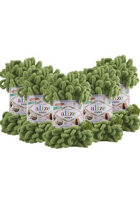 ( 5 Adet ) Puffy 485 El Örgü Ipliği - 485 Soft Yeşil - 100 Gr. 9 Mt. Parmak Örgü Ipi Image 0