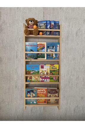 Montessori Kitaplık Ahşap Eğitici Çocuk Kitaplığı Çocuk Odası 100x40cm Image 0