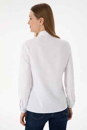 Kadın Beyaz Uzun Kollu Basic Gömlek 50288851-VR013 Image 4