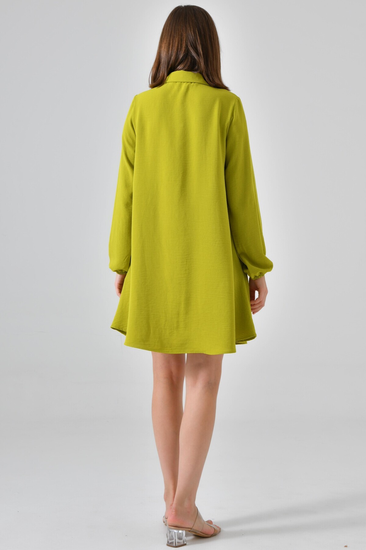 تونیک دکمه دار چوبی سبز روغنی