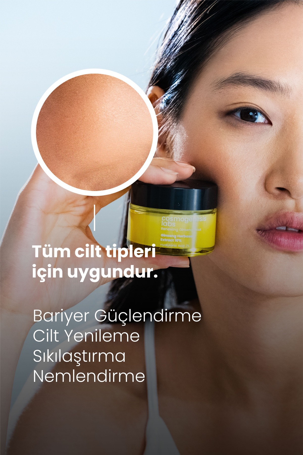 10% ماسک کرم جینسینگ 50 میلی لیتر - ماسک شستشوی صورت بازسازی کننده سد تقویت کننده و ترمیم کننده وگان