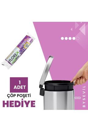 Paslanmaz Çelik Pedallı Krom Çöp Kovası 30 Lt | Balkon | Restoran | Mutfak | Çöp Poşeti Hediyeli ! Image 0