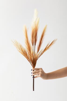 Yapay Tüylü Palmiye Yaprağı 75 Cm 8 Dal Kahverengi Image 0