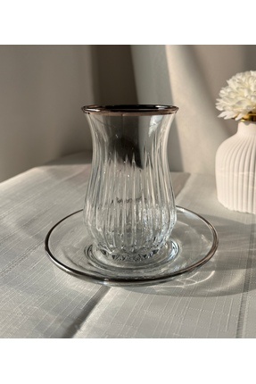 12 Parça Ahsen Platin (Gümüş) Çay Seti Image 0