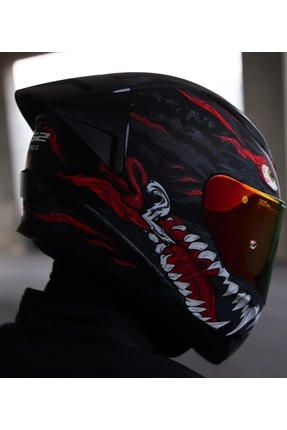Rapıd 2 Race Kaıju Fullface Motosiklet Kaskı Kırmızı Camlı Image 0