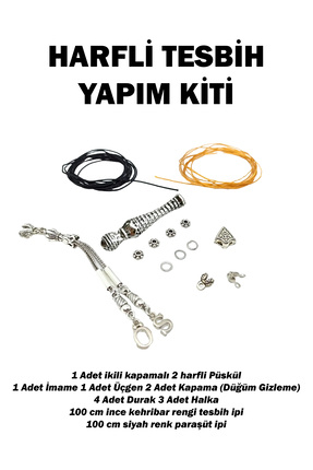 Harfli Tesbih Yapımı İçin Tüm Takım Malzeme (İmame, Püskül, Üçgen, Durak Set) Image 0