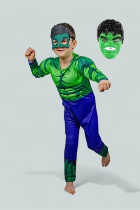 Hulk Kostümü Kaslı 2 Maskeli Hulk Çocuk Kostümü Maskeli Kaslı Parti Özel Gün Kıyafeti Image 0
