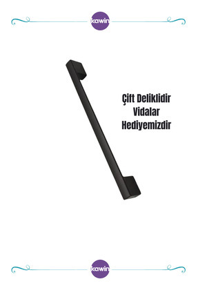 Köprü Siyah Mat Metal Kulp 224mm (22,4 cm) Vidalı Dolap, Komodin, Vestiyer 21 cm, 22cm, 23cm uyumlu Image 0