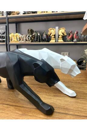 Dekoratif kübik leopar biblo 2 li siyah ve beyaz Image 0