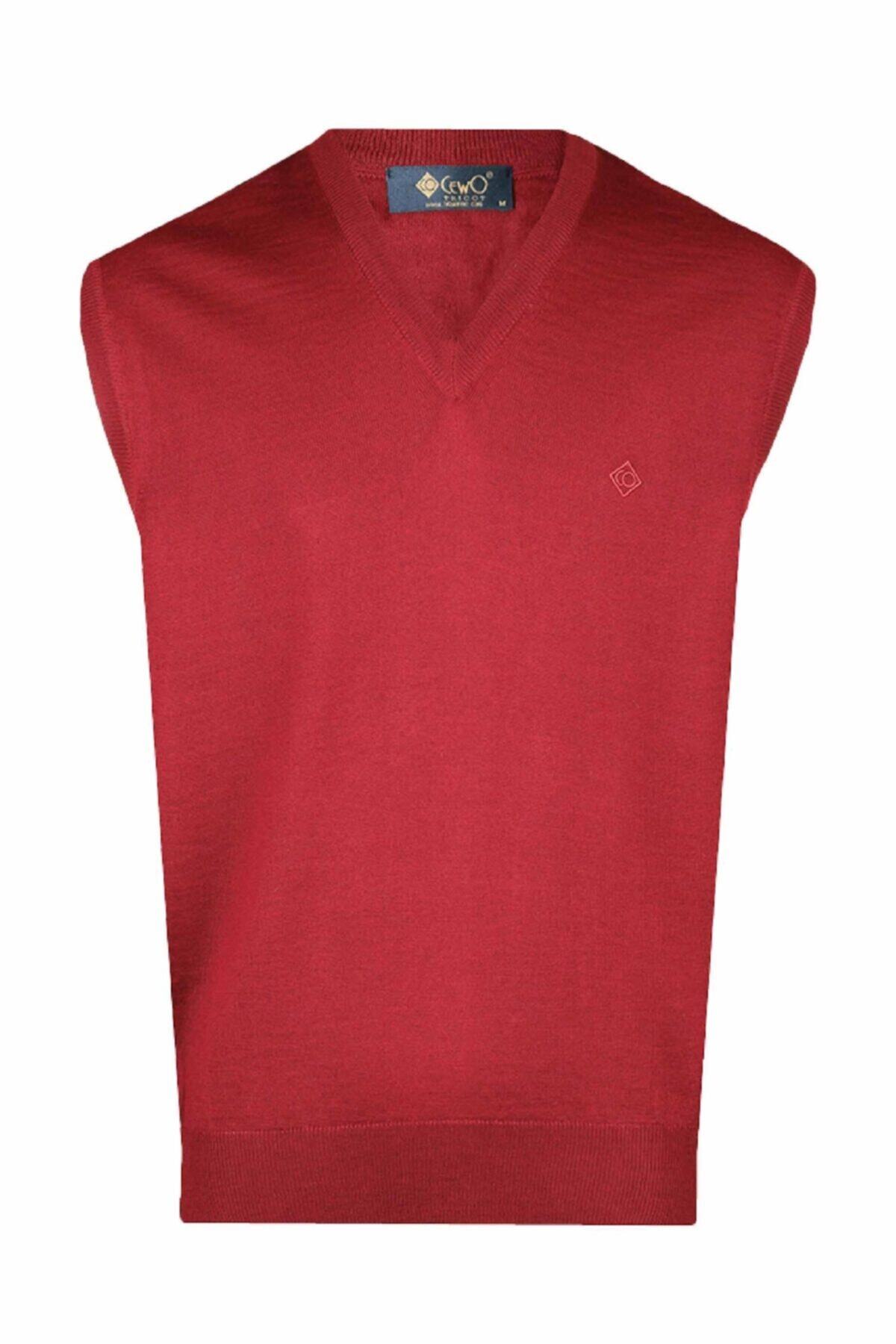 CewO Tricot Rahat Kalıp Bordo Yünlü Süveter