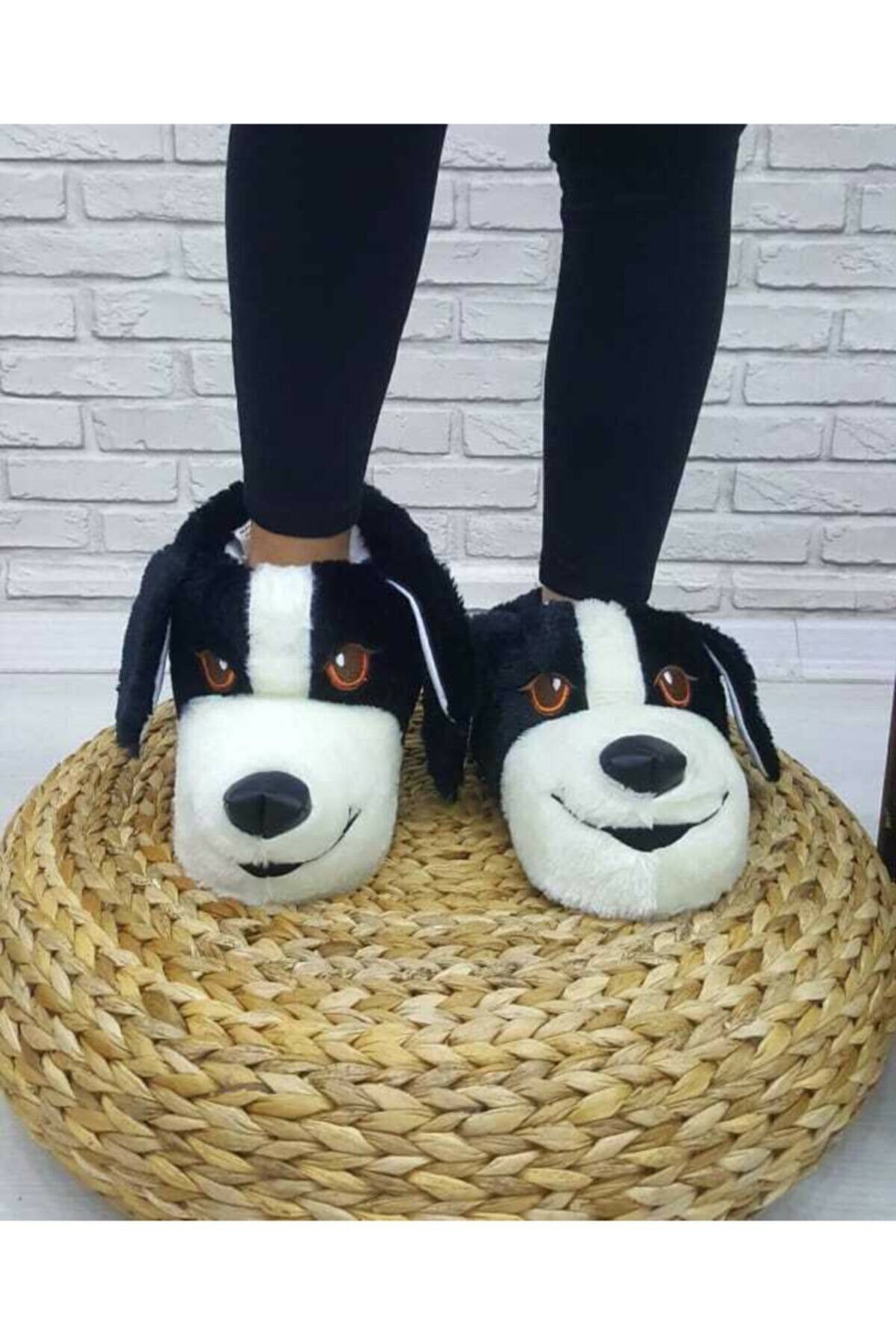 MEKOS Siyah Erkek Hayvanlı Panduf Köpekli Panduf