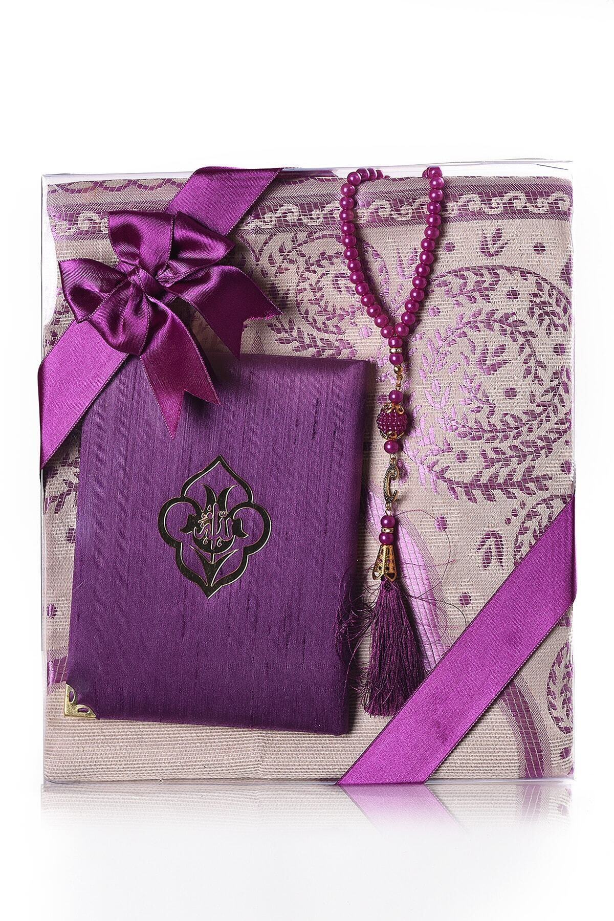 ikrahac Kare Set (SECCADE ŞANTUK YASİN İNCİ TEPİH) Mürdüm 28x23