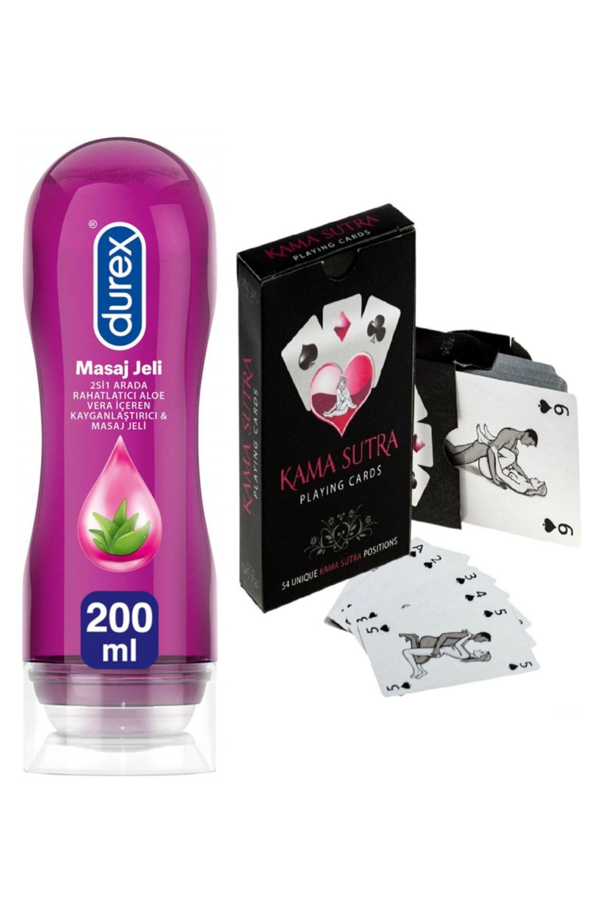 Durex Aloevera Play Kayganlaştırıcı Masaj Jeli 200 ml Ve Pudra Kamasutra Oyun Kartları