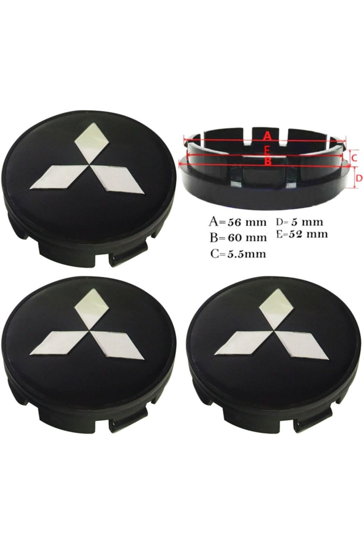 Mitsubishi Jant Göbek Arması 60*56mm Siyah 9073 Dört Adet