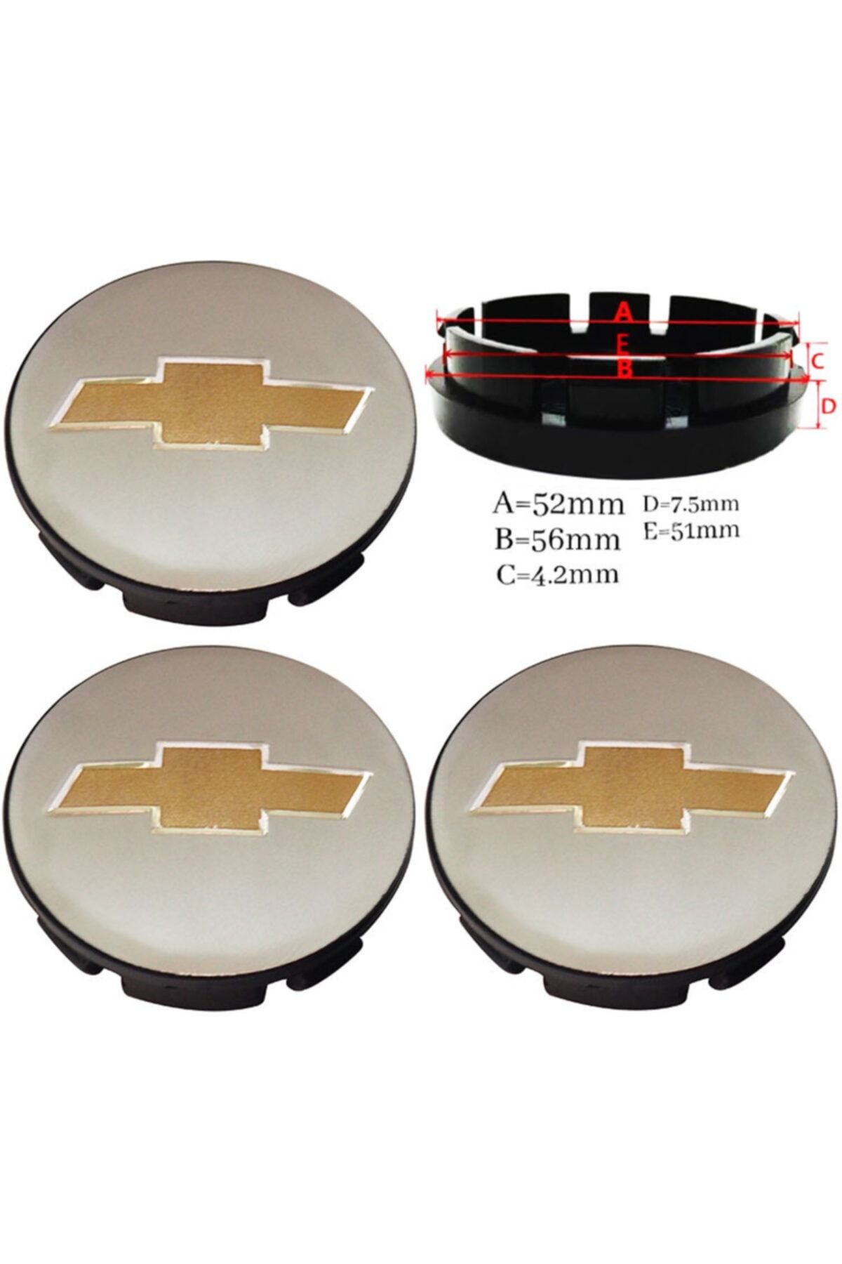 Chevrolet Jant Göbek Arması 56*52mm Gri Sarı Dört Adet 8921b