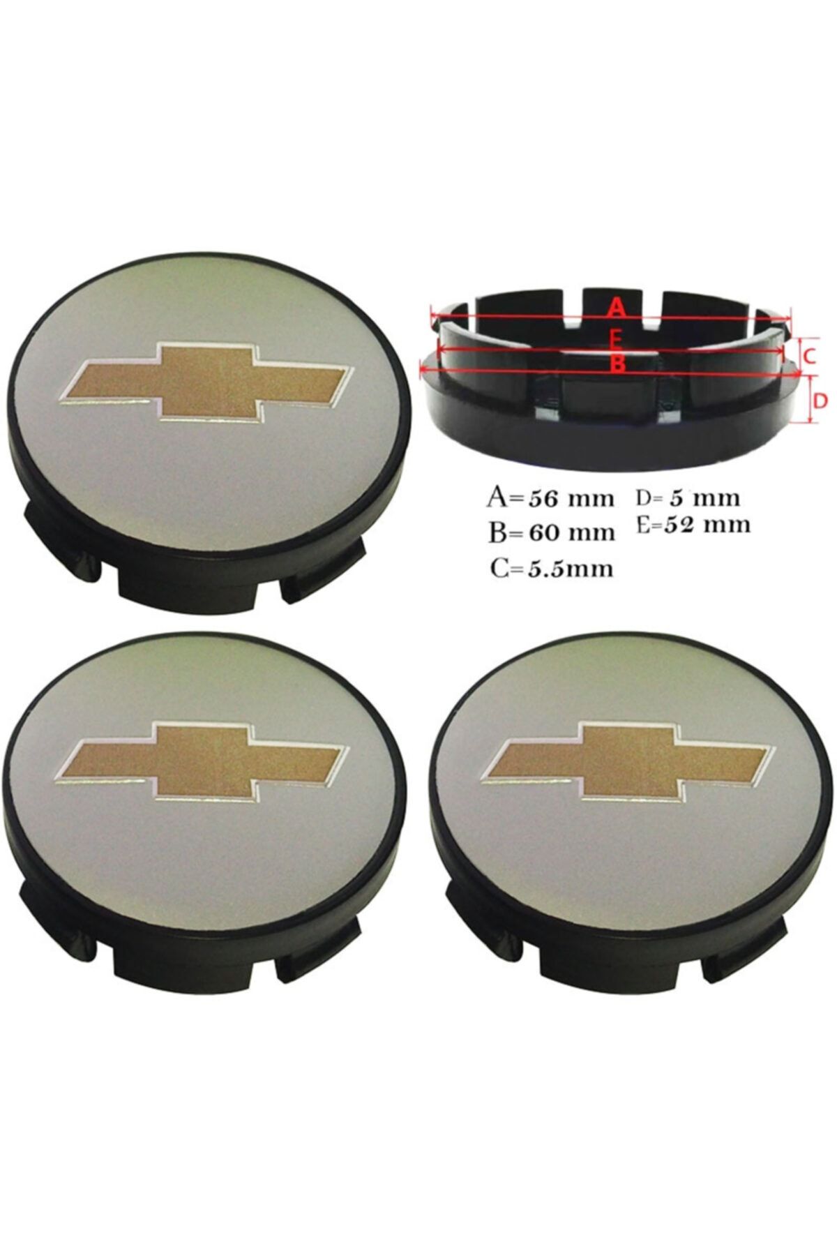 Chevrolet Jant Göbek Arması 56*60mm Gri Sarı Dört Adet 9070b