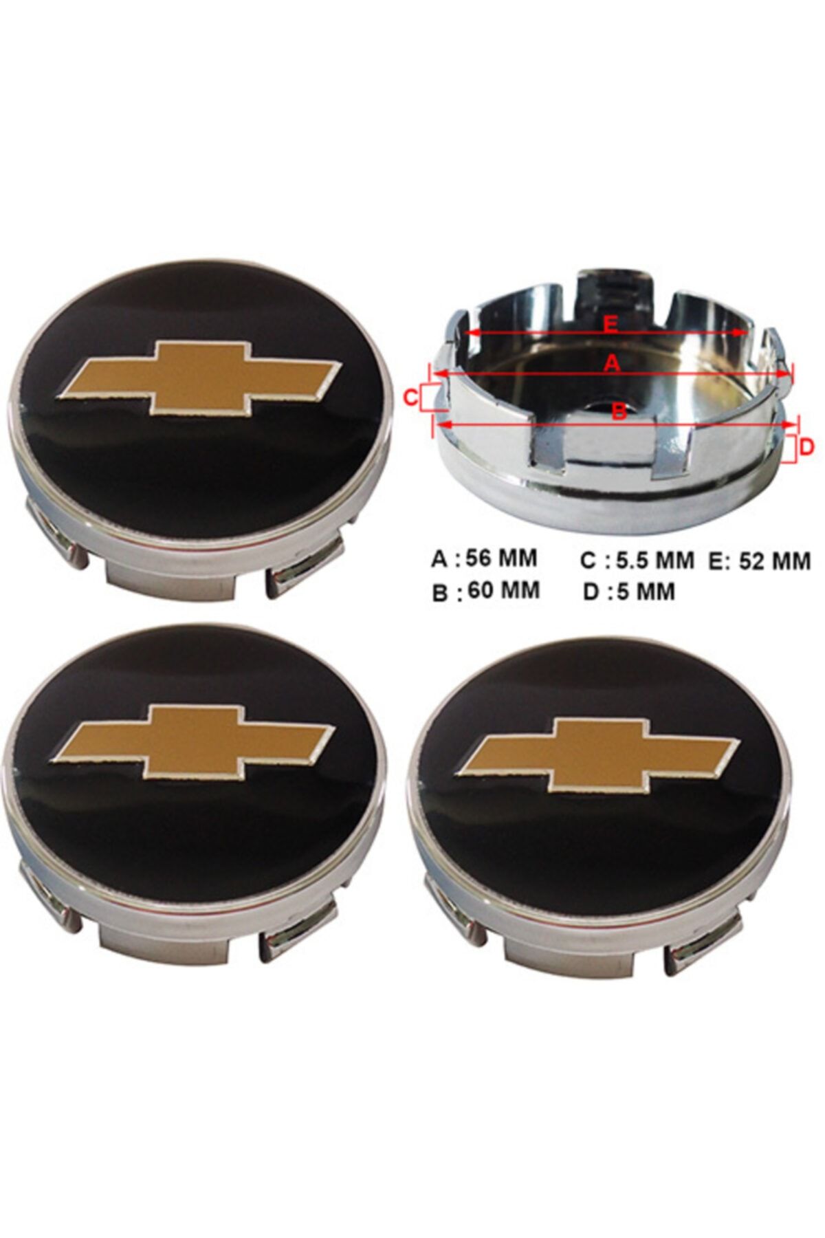 Chevrolet Jant Göbek Arması 60*56mm Siyah Sarı Dört Adet 9058c
