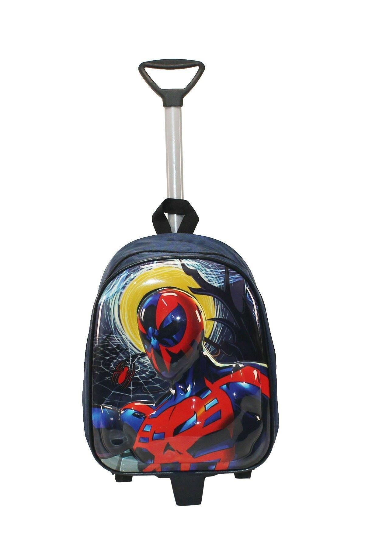 Mashotrend Çekçekli Lacivert Ay Spiderman Okul Çantası + 5 Maske + Kolonya + Suluk-örümcek Adam Anasınıfı Çanta