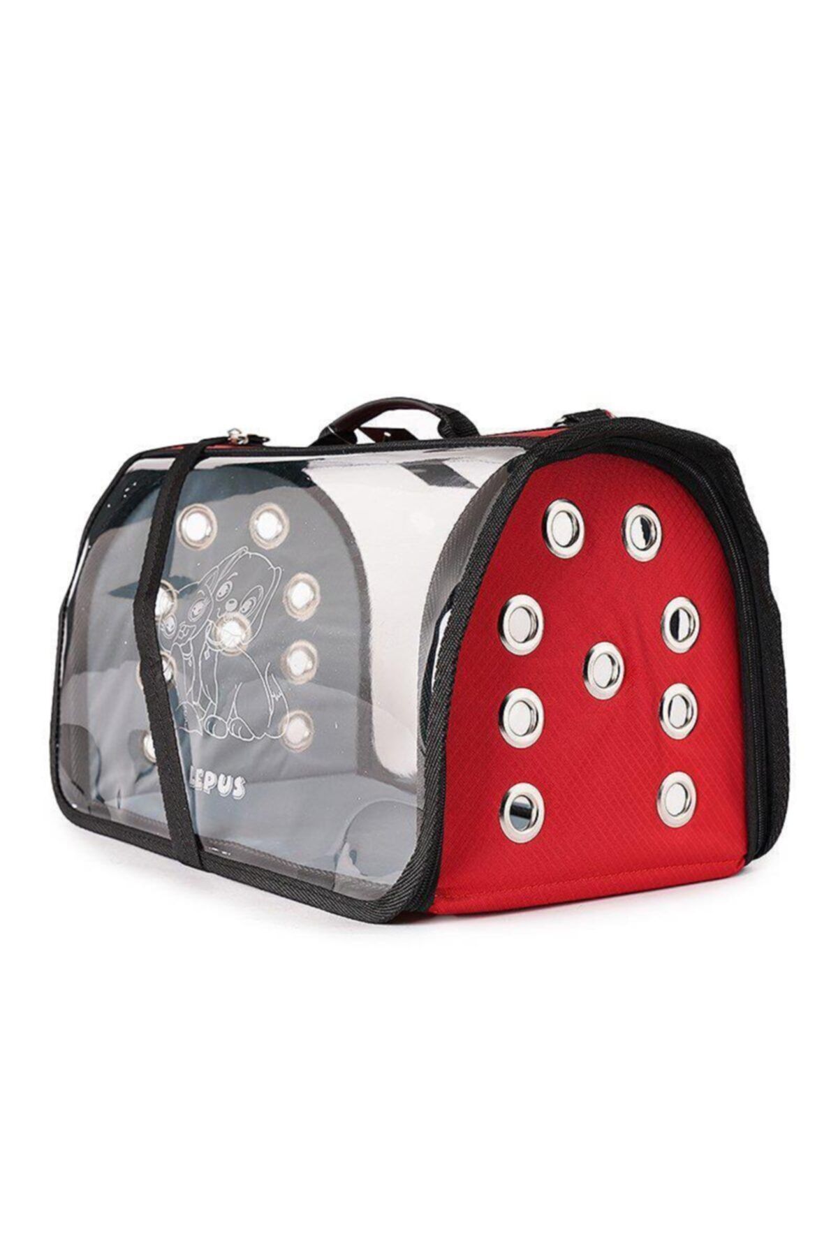 Lepus Şeffaf Fly Bag Kedi Köpek Taşıma Çantası Kırmızı Large