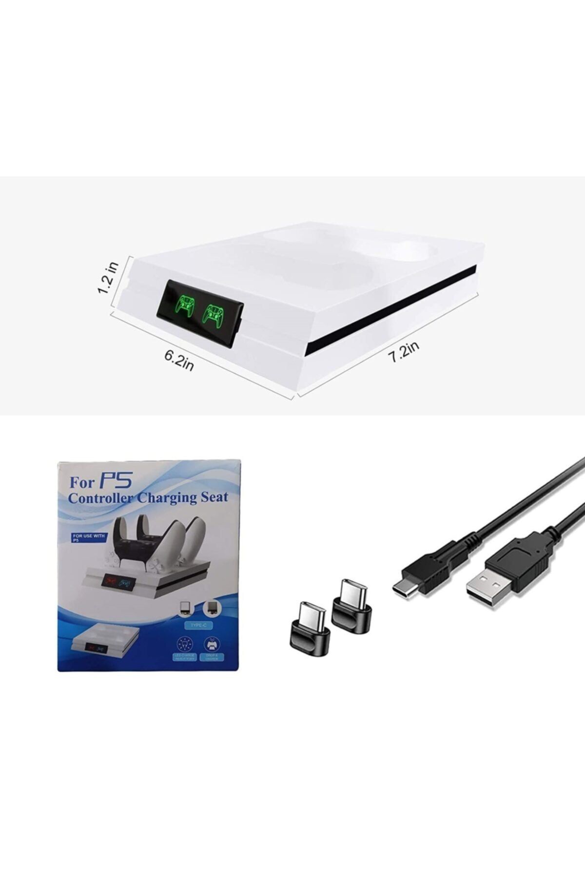 comse Sony Playstation 5 Dualsense Çift Kol Şarj Standı Dock Led Göstergeli Usb Type C