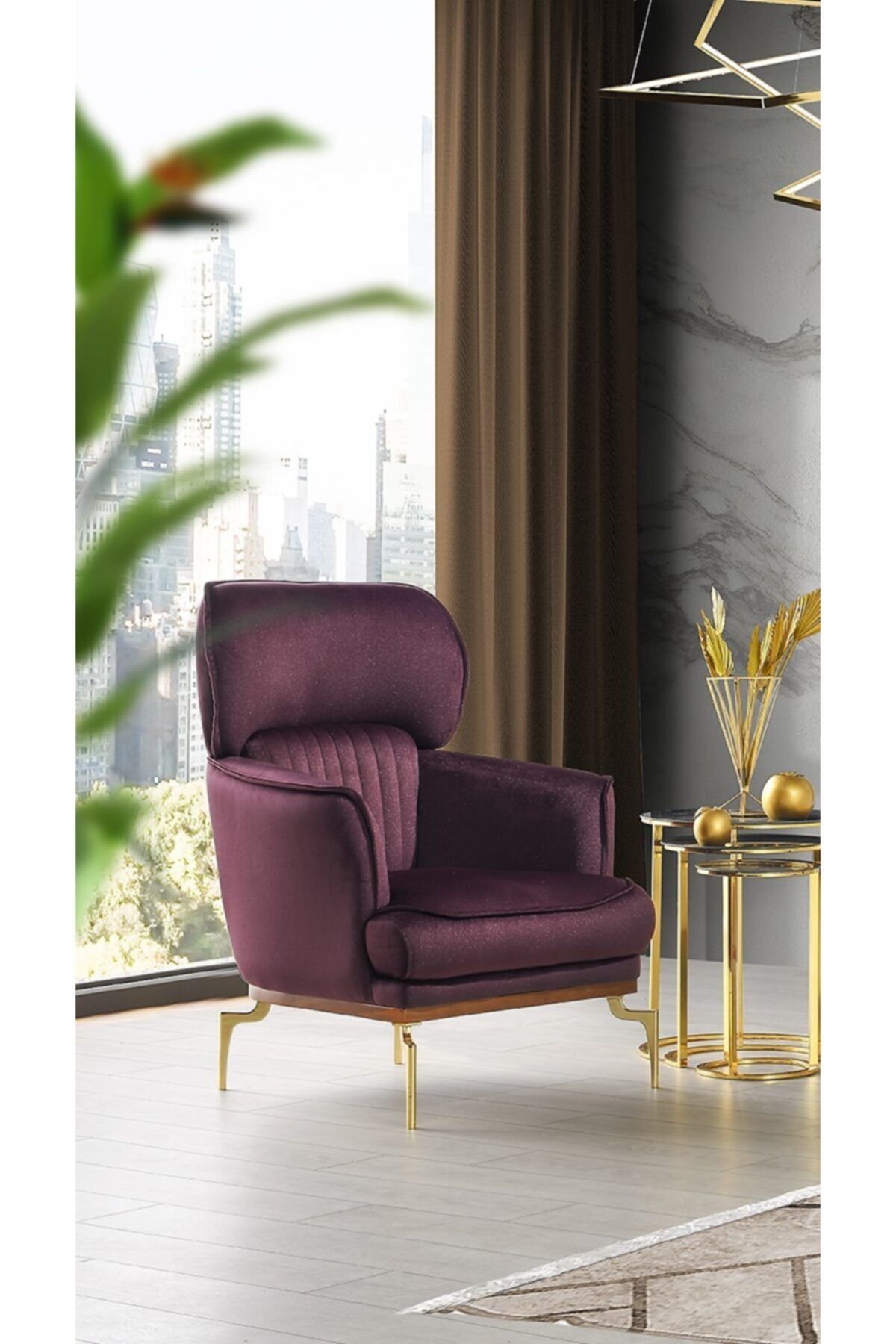 MİRS MOBİLYA Grande Berjer Mürdüm