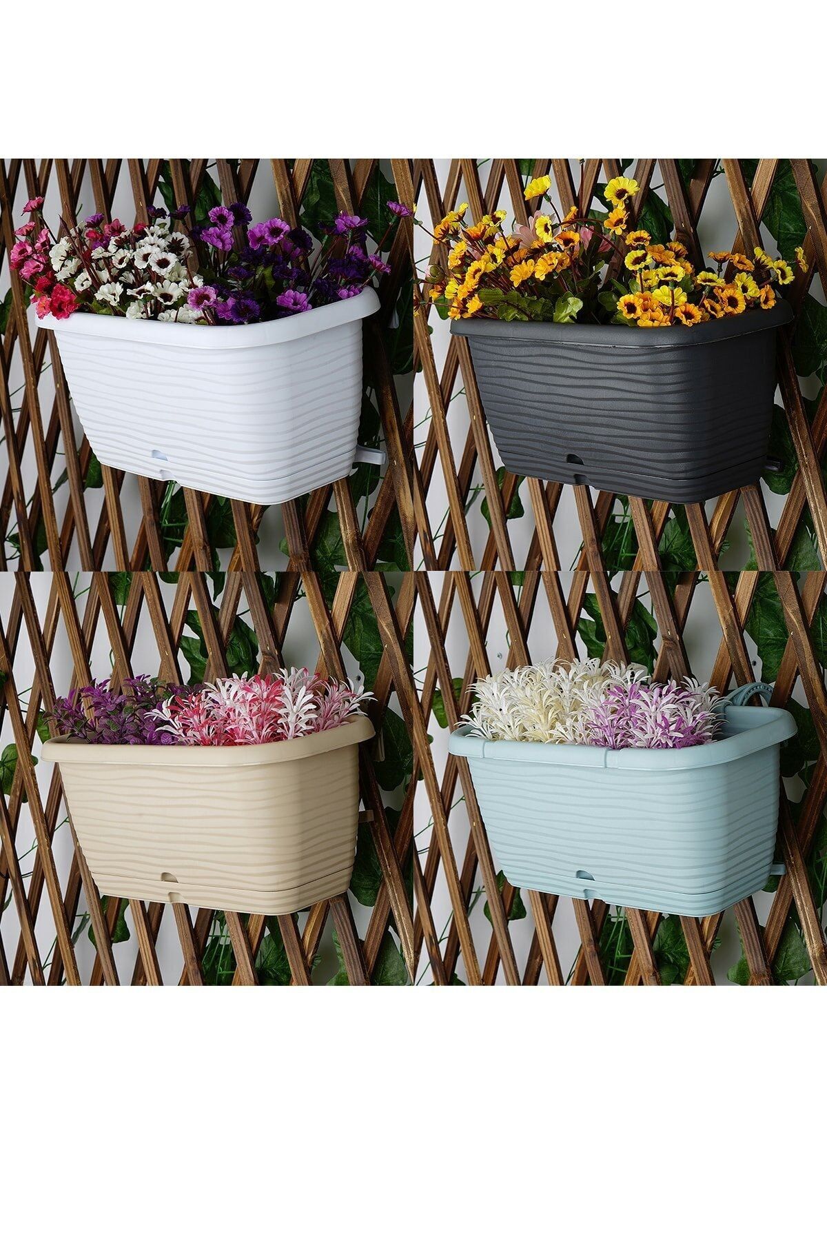 Scala Store Askılı Balkon Saksısı 4adet , 4.8lt Çiçek Saksısı 31 Cm