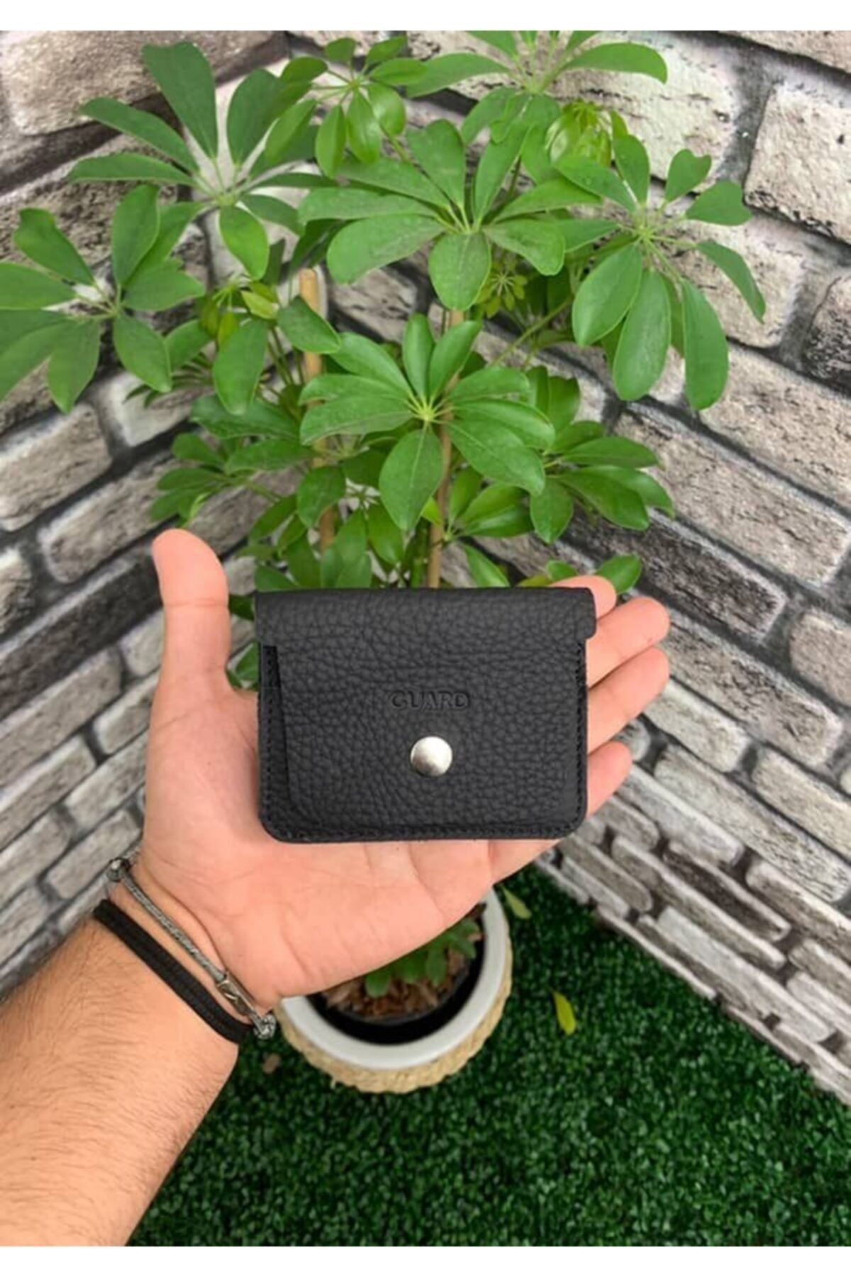 Guard Leather Guard Siyah Kağıt Para Bölmeli Mini Deri Kartlık