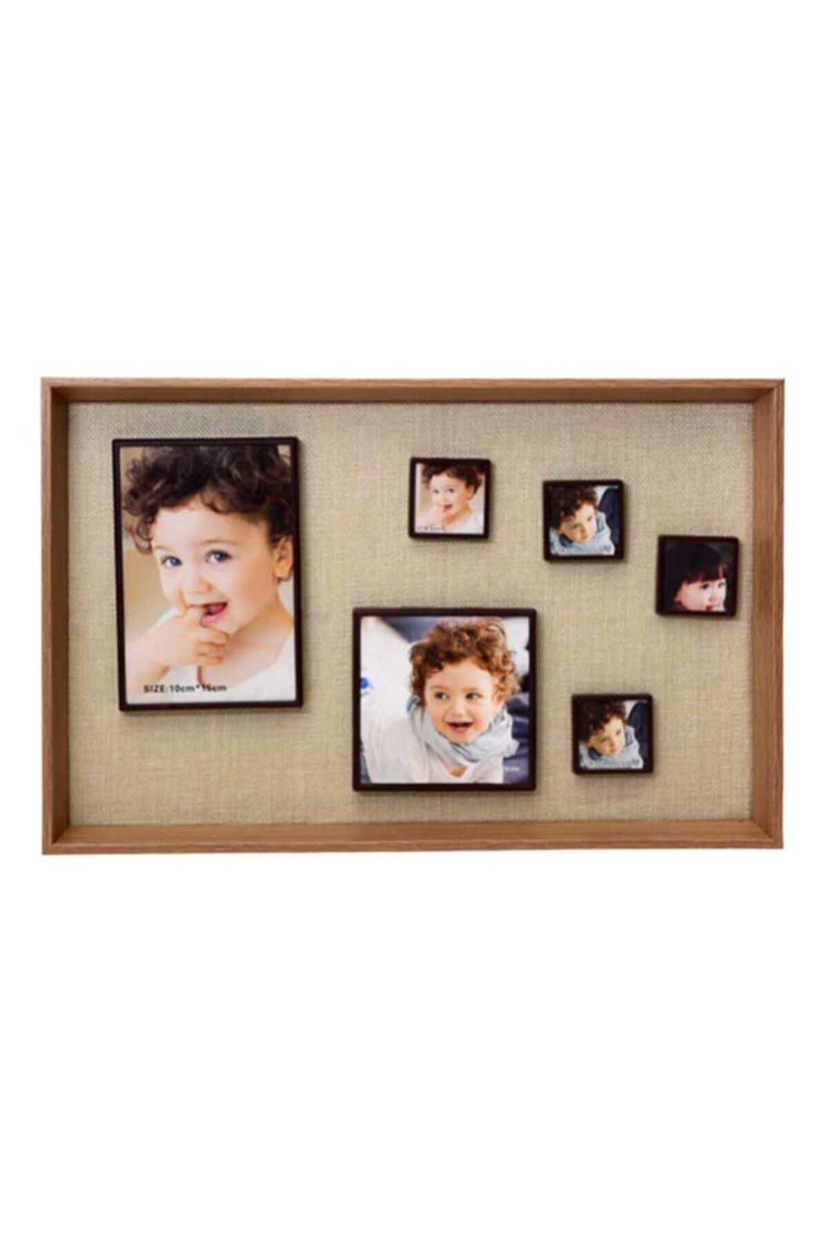 Nobbystar 28x42 Cm 6'lı Ahşap Kendinyap Fotoğraflı Magnet Duvar Çerçevesi