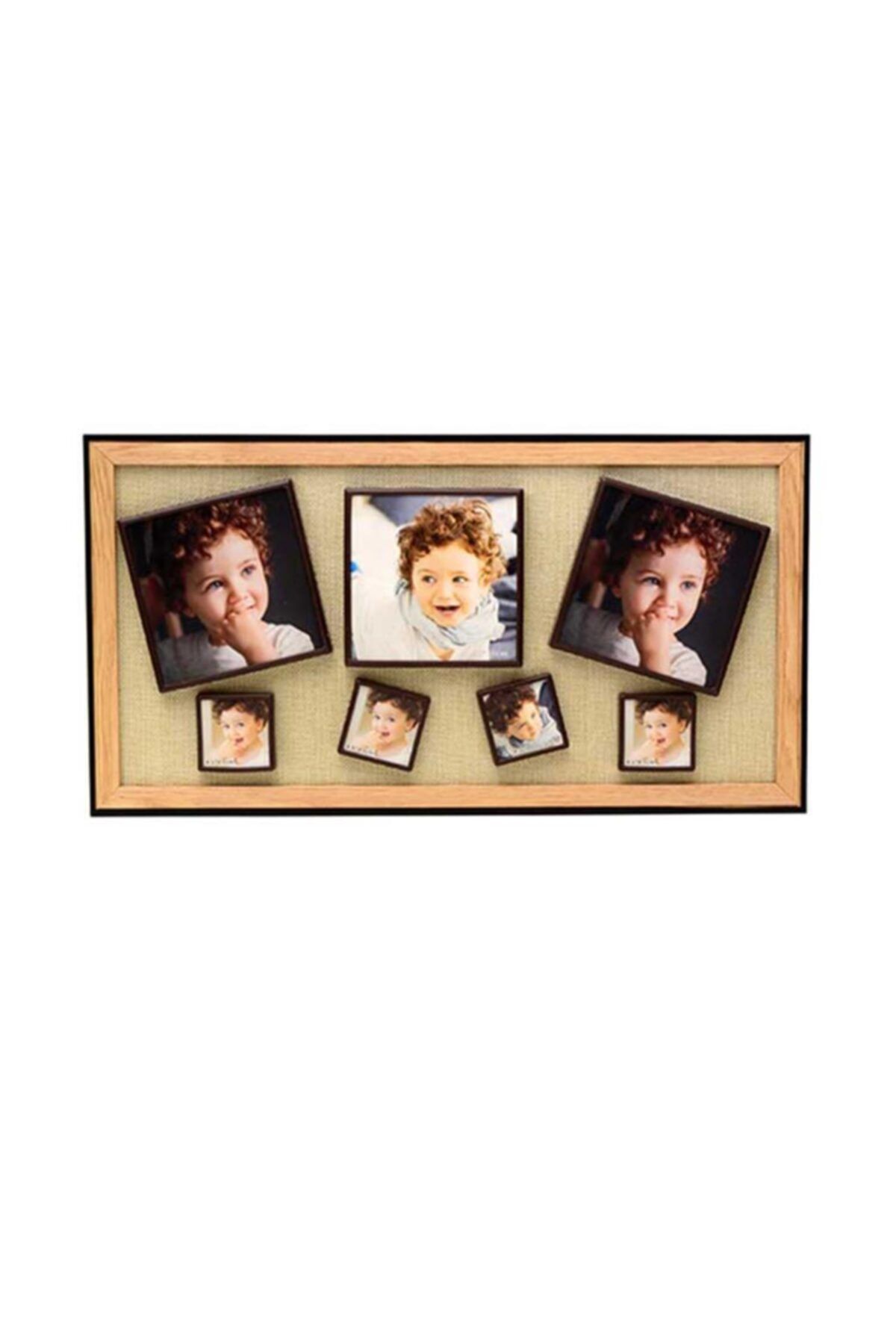 Nobbystar 20x40 Cm 7'li Ahşap Kendinyap Fotoğraflı Magnet Duvar Çerçevesi