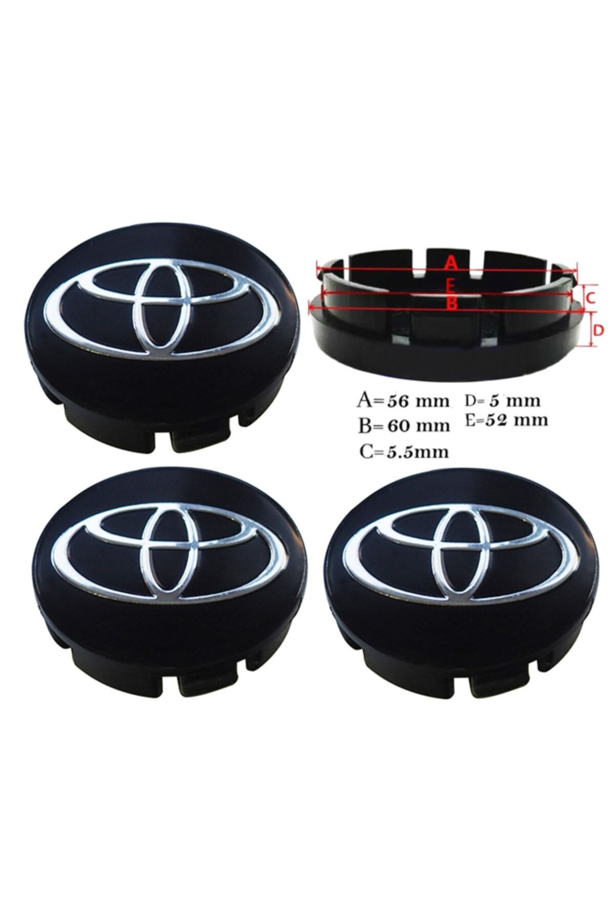 Toyota Jant Göbek Arması 56*60mm Siyah 8935