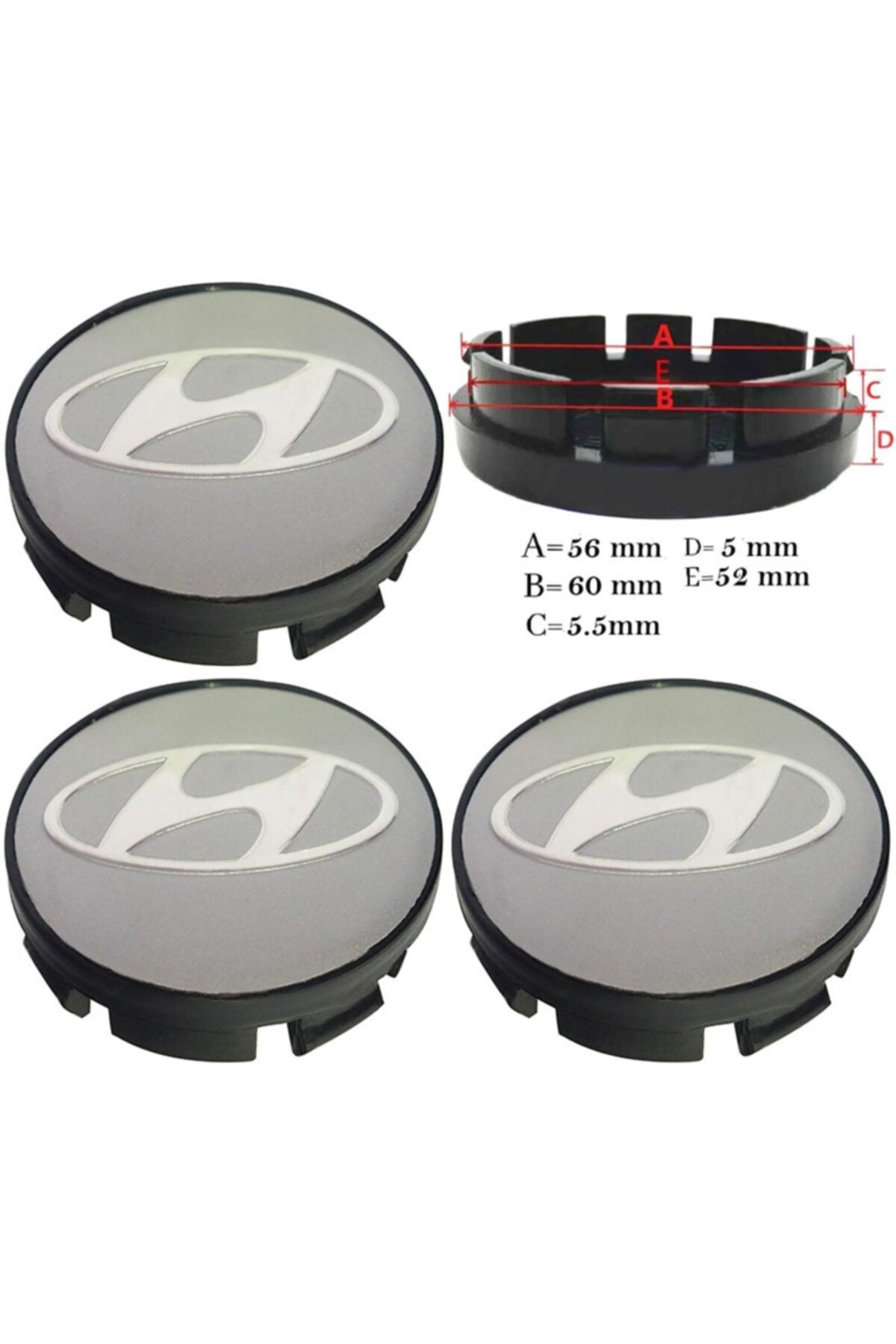 Hyundai Jant Göbek Arması Siyah 56*60mm Siyah 8918 Dört Adet