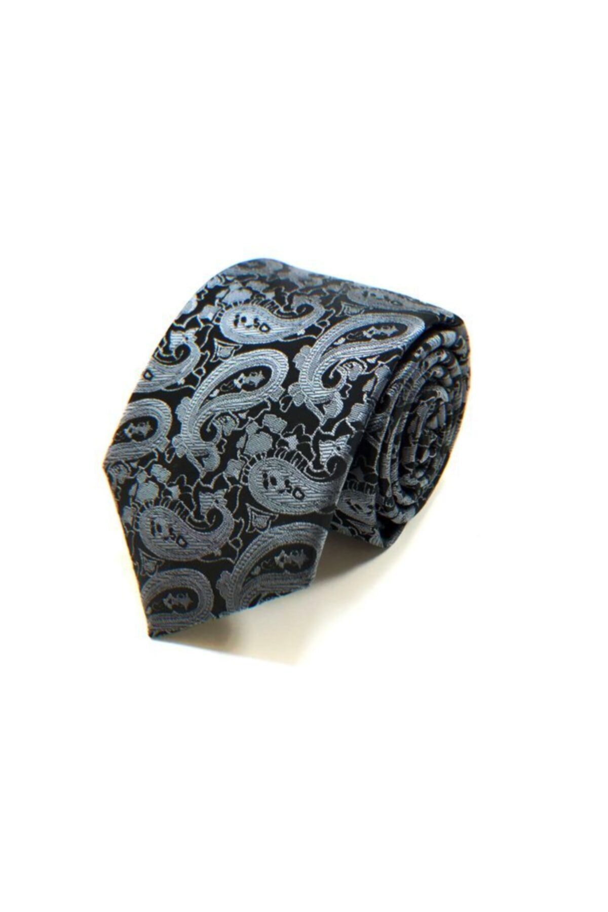 VENCHY Füme Siyah Şal Desen Kravat 2120-1k