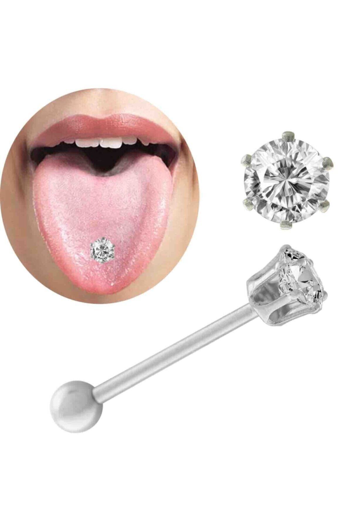 Cadının Dükkanı Cerrahi Çelik Taşlı Dil Piercing