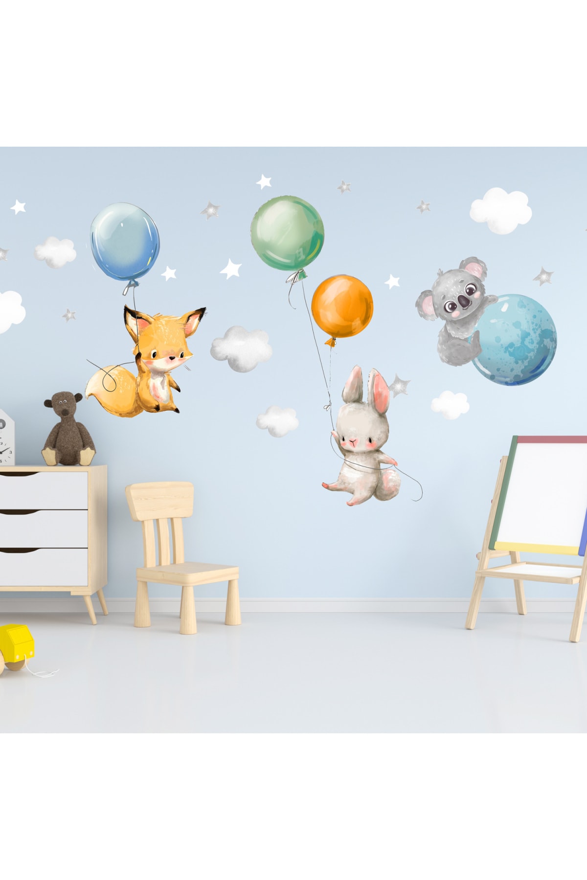 Kt Grup Sevimli Balonlu Hayvanlar Duvar Sticker Seti