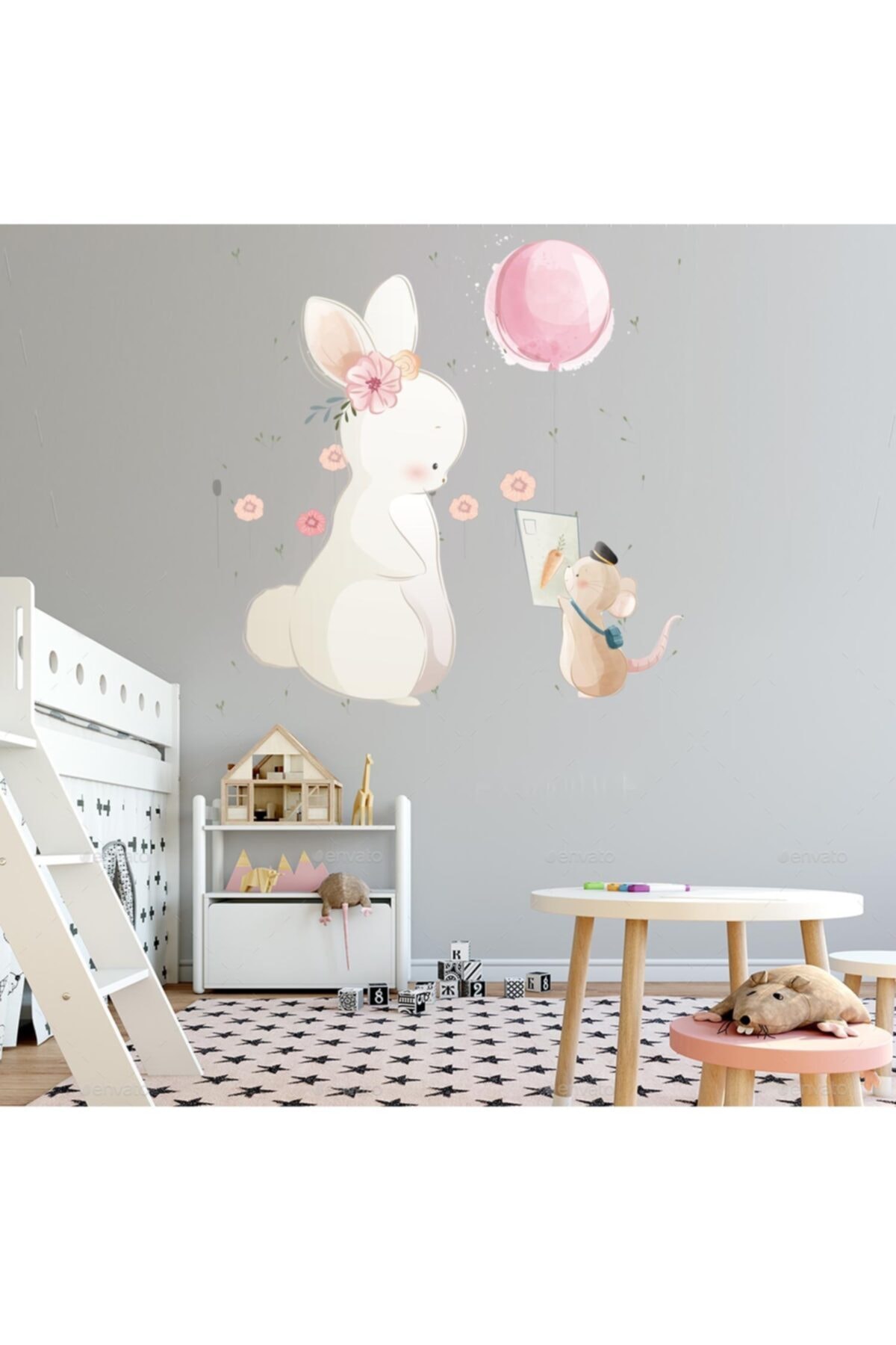 Kt Grup Sevimli Balonlu Fareler Çocuk Odası Duvar Sticker